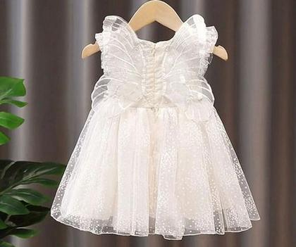 Imagem de Vestido Princesa Borboleta Bebê Rosa/branco Batizado Festa