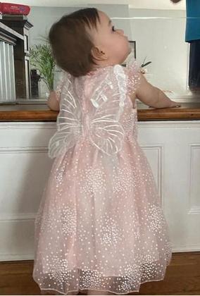 Imagem de Vestido Princesa Borboleta Bebê Rosa/branco Batizado Festa