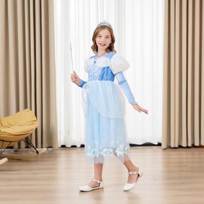 Imagem de Vestido Princess DLYING Cinderella Blue para meninas de 5 a 6 anos