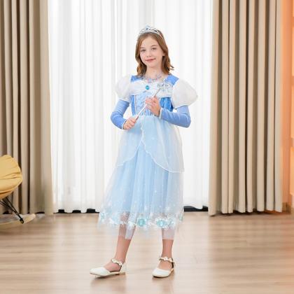 Imagem de Vestido Princess DLYING Cinderella Blue para meninas de 5 a 6 anos