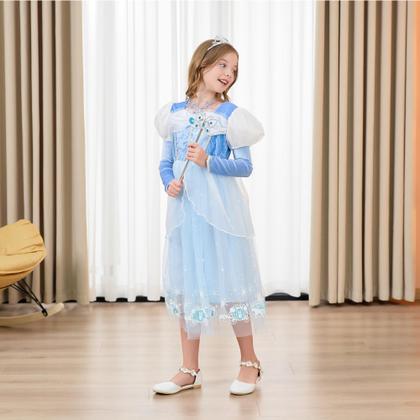 Imagem de Vestido Princess DLYING Cinderella Blue para meninas de 5 a 6 anos