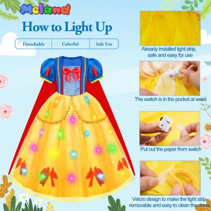 Imagem de Vestido Princess Meland Light Up com acessórios para meninas de 3 a 8 anos