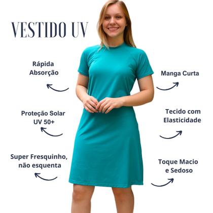 Imagem de Vestido Proteção Solar UV50+ Manga Curta Modesto Saída De Praia Evangélico Piscina