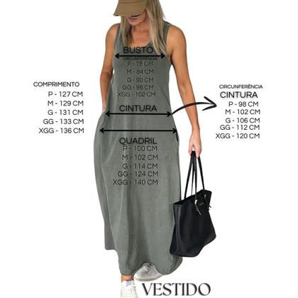 Imagem de Vestido Regata Longo com bolsos  em malha Estonada