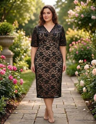 Imagem de Vestido Renda Festa 79 Plus Size Madrinha Formatura Civil Noite