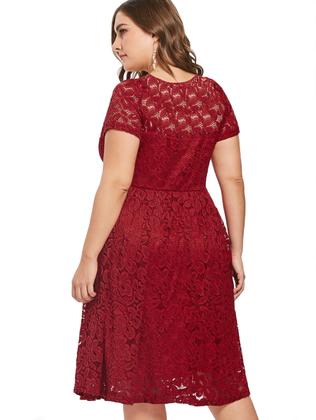 Imagem de Vestido Renda Plus Size Com Manga Festa  Noite Rodado