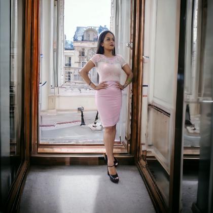 Imagem de Vestido Social Tubinho Cor Lisa Festa Casamento Manga Curta Moda Evangelica