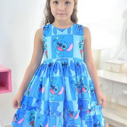 Imagem de Vestido Stitch e Angel Azul Mini Fashionista