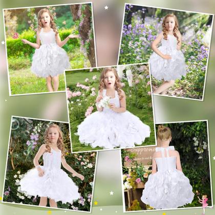 Imagem de Vestido Suppromo Vestido de princesa de tule branco com lantejoulas 9-10T