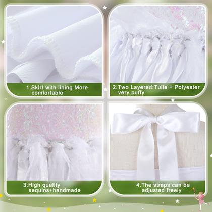 Imagem de Vestido Suppromo Vestido de princesa de tule branco com lantejoulas 9-10T