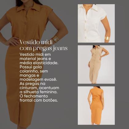 Imagem de Vestido susie midi com pregas jeans feminino
