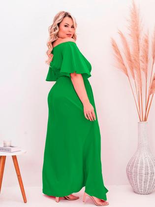 Imagem de Vestido Tamanho Grande Ciganhinha Com Fenda Lateral Plus Size Manga Godê