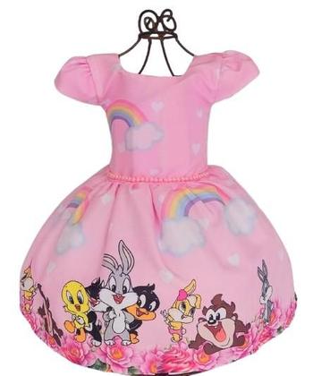 Imagem de Vestido Temático Infantil Looney Tunes Rosa