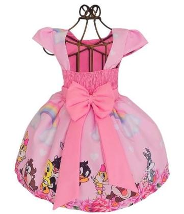 Imagem de Vestido Temático Infantil Looney Tunes Rosa