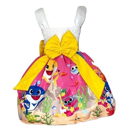 Imagem de Vestido Temático Infantil Luxo Tubarão Rosa