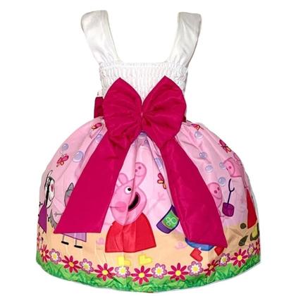 Imagem de Vestido Temático Infantil Porquinha Pig Regata Luxo