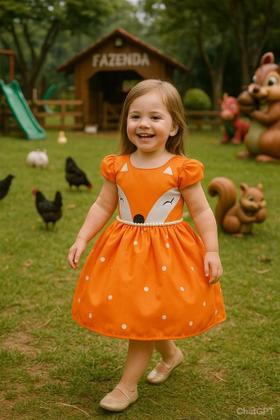 Imagem de Vestido Temático Infantil Raposinha