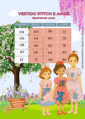Imagem de Vestido Temático Luxo Rosa Pink Stitch e Angel para Aniversário