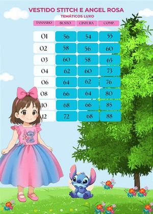 Imagem de Vestido Temático Luxo Stitch e Angel Rosa para Crianças