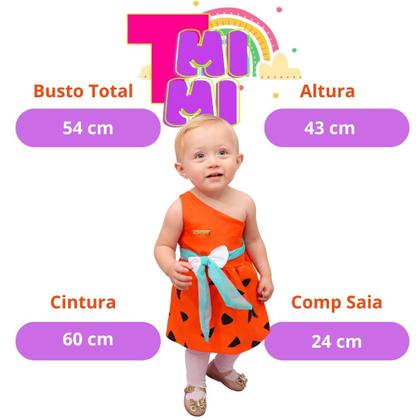 Imagem de Vestido Tematico Pedrita Mesversario Tematico 3 á 12 Mes Ensaio Mesverssario roupas de bebê menina