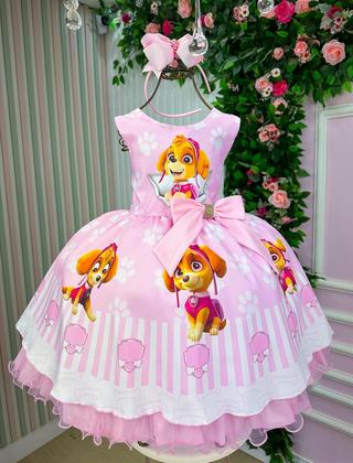 Imagem de Vestido Tematicos Luxo Patrulha Canina -Sky Rosa Bebe