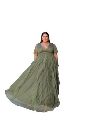 Imagem de Vestido tendencia para madrinhas de casamento e formanda tule com brilho plus size saia cascata paraty