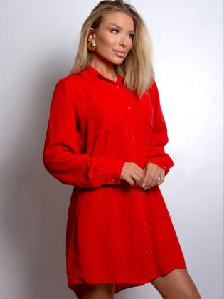 Imagem de Vestido Tipo Camisão Chemise Midi Blusa Manga Longa