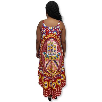 Imagem de Vestido Trapézio Indiano Alça Estampa Mão Fátima Olho grego