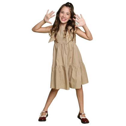 Imagem de Vestido Tricoline Babado Laços Cristais Pituchinhus