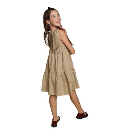 Imagem de Vestido Tricoline Babado Laços Cristais Pituchinhus