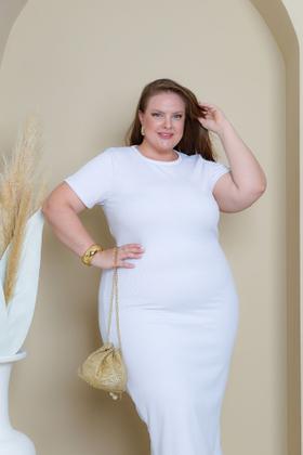 Imagem de Vestido Tubinho Midi Manga Curta Plus Size