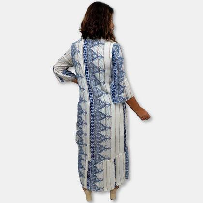 Imagem de Vestido Túnica Longo Indiano Boho com Botões e Lurex