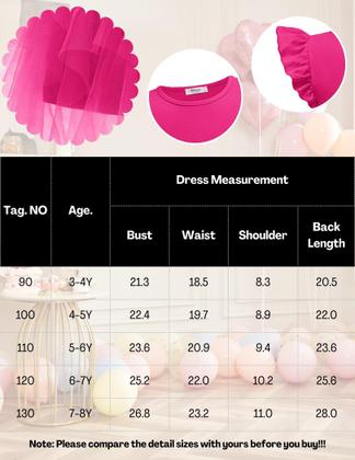Imagem de Vestido tutu Arshiner Little Girls Tule Summer Hot Pink 6-7Y