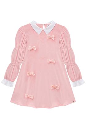 Imagem de Vestido Veludo Infantil Inverno Laços Infanti