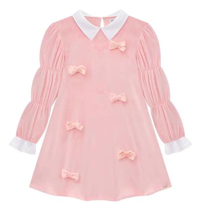 Imagem de Vestido Veludo Infantil Inverno Laços Infanti