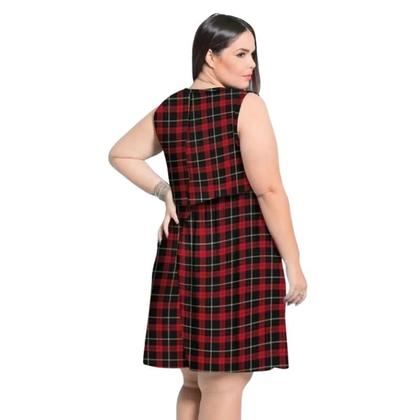 Imagem de Vestido Vermelho Xadrez Plus Size Casual e Para Festas