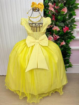 Imagem de Vestido Vila Lele Longo Jardim Encantado com Borboletas Amarelo para Meninas