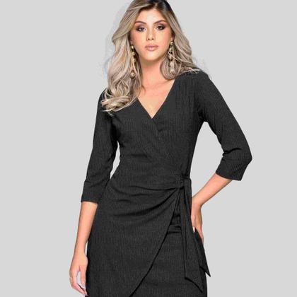 Imagem de Vestido viscose transpassado preto modus e manias
