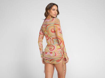 Imagem de Vestido Vista Magalu Manga Longa Tule Estampado
