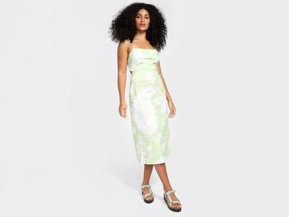 Imagem de Vestido Vista Magalu Midi Evasê Paisley Transpassado Costas