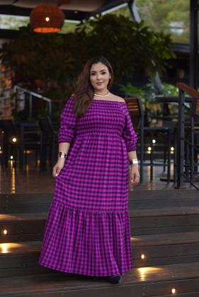 Imagem de Vestido Xadrez Feminino Adulto Plus Size Festa Junina Arraiá São João 2026