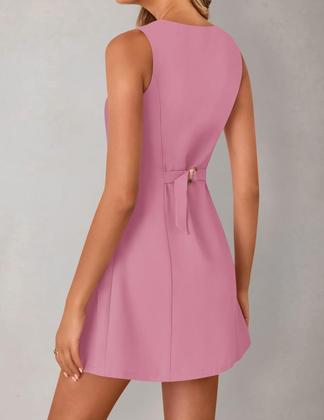 Imagem de Vestido ZESICA 2025 de verão sem mangas A Line Flare Pink L