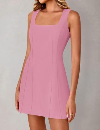 Imagem de Vestido ZESICA 2025 de verão sem mangas A Line Flare Pink L