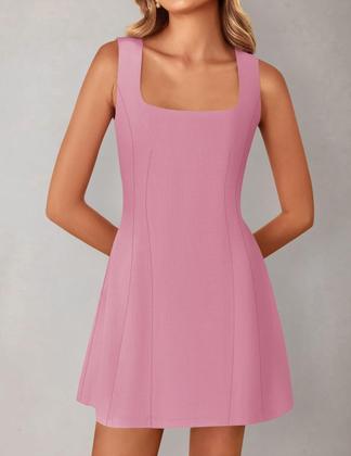 Imagem de Vestido ZESICA 2025 de verão sem mangas A Line Flare Pink L