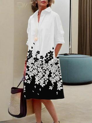 Imagem de Vestido Zhyaj White Polka Dot Midi de manga comprida para mulheres 2025