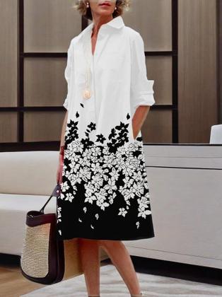 Imagem de Vestido Zhyaj White Polka Dot Midi de manga comprida para mulheres 2025