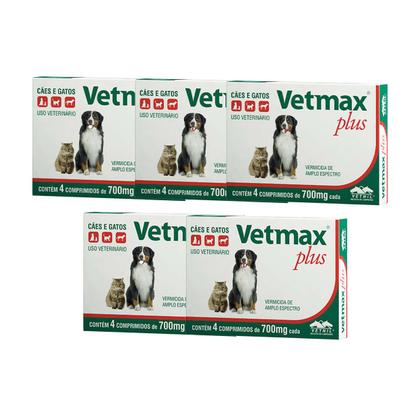 Imagem de Vetmax Plus 700mg Vetnil 4 comp. Cães e Gatos Kit com 5