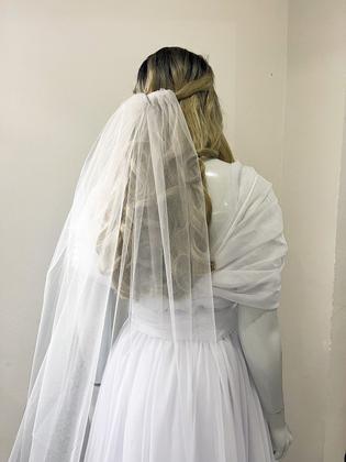 Imagem de Véu De Noiva 3 ou 4 Metros Longo Largo Com Renda Mantilha C/ Pente V10