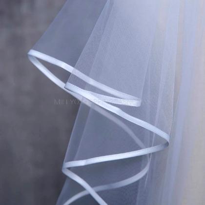 Imagem de Véu de Noiva Casamento Cetim Pente Branco Mantilha V107