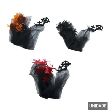 Imagem de Véu de Noiva Halloween com Aranhas Color